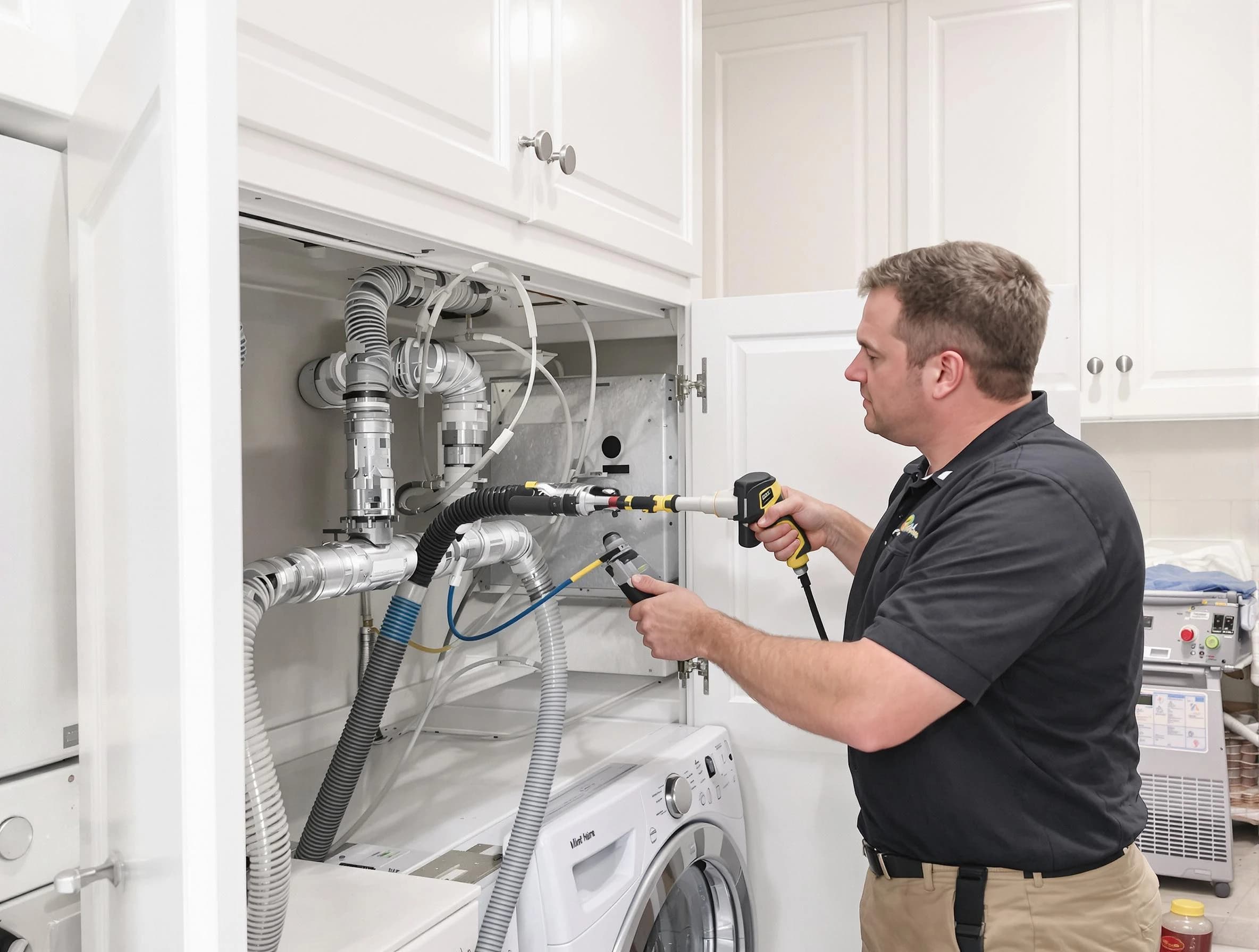 Layton Dryer Vent Cleaning professional removing severe blockage from a clogged dryer vent in Layton