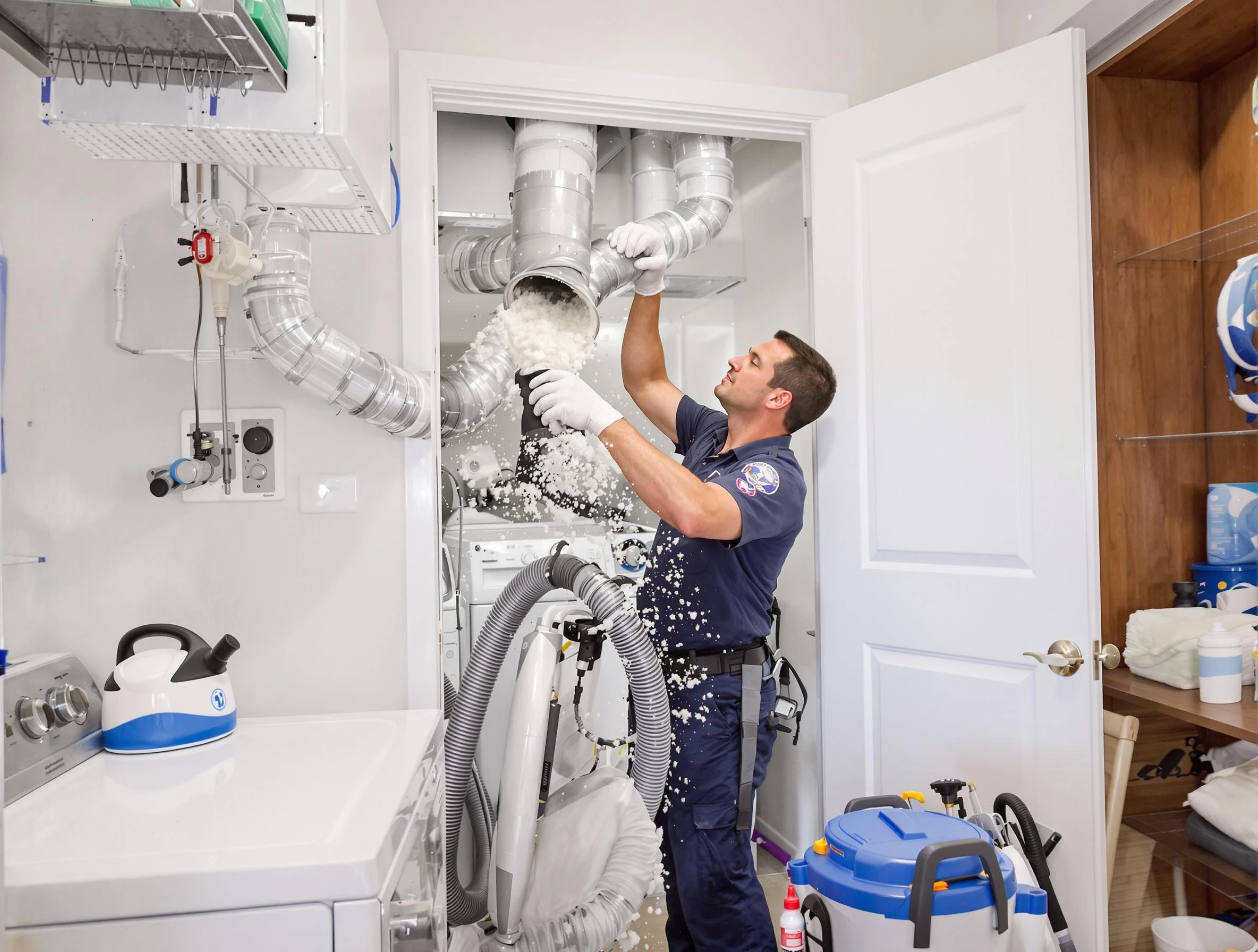 Layton Dryer Vent Cleaning technician delivering thorough residential dryer vent cleaning service in Layton